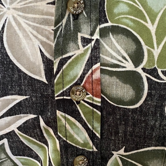 ONO & Company Reverse Print Aloha Hawaiian Tropical Floral Shirt Men L Large - Picture 3 of 7